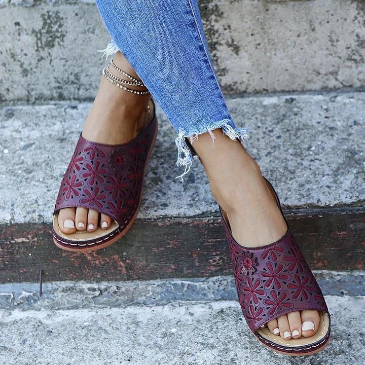 Women's Leather Orthopedic Arch Support Comfy Vintage Sandals