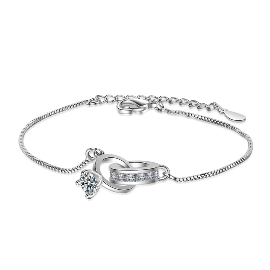 Heart Double Circle Geometric Charm Bracelets