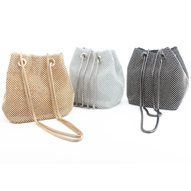 Luxury Elegant Bejeweled Rhinestone Bucket Bag