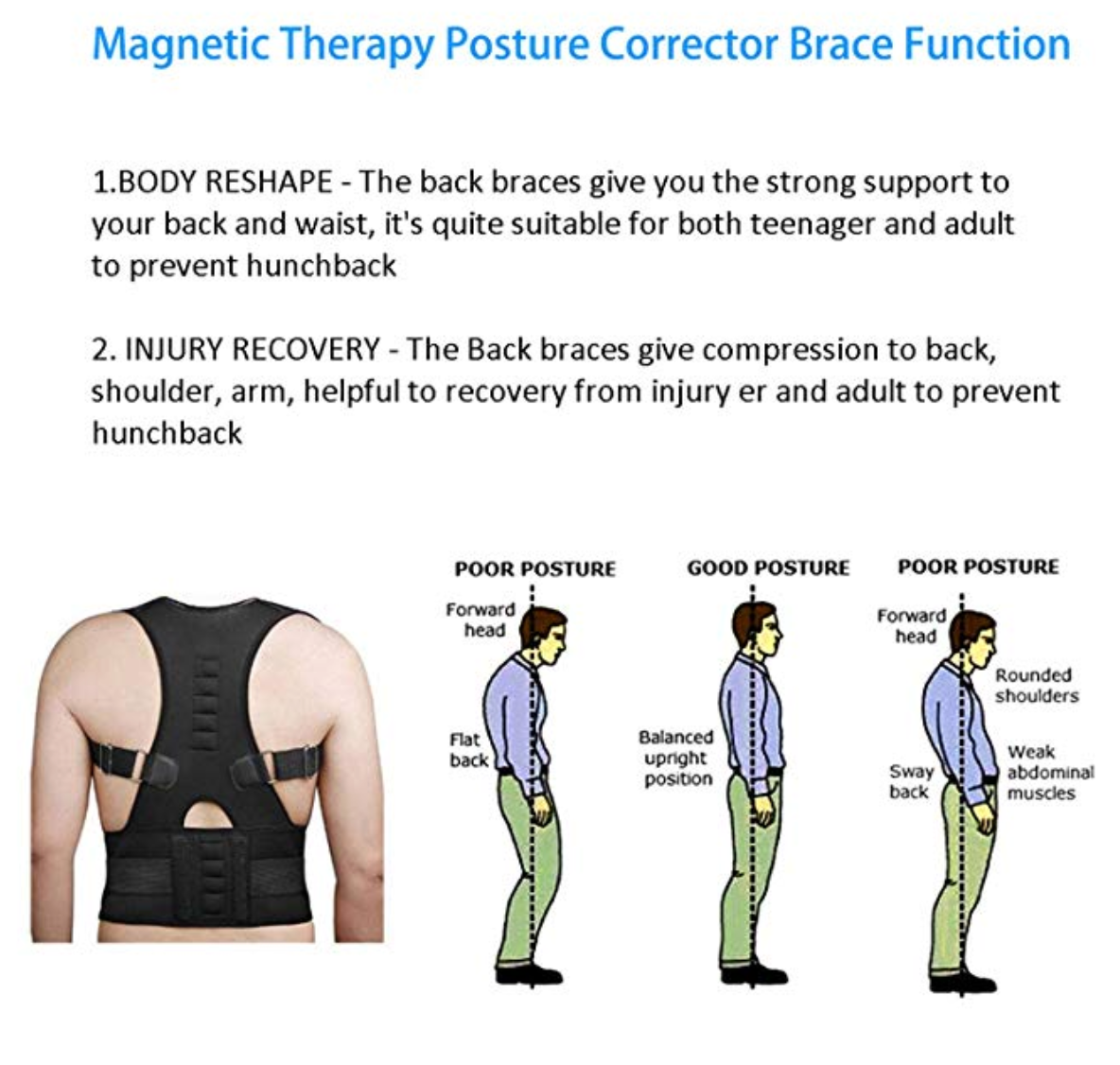 Magnetic Posture Corrective Therapy Back Brace For Men & Women